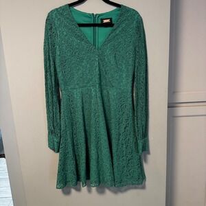 Alexia Admor Grn Lace Cocktail Party Dress  V Neck Fitted Mini Dress‎ 8